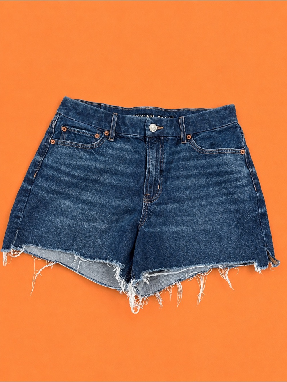 American Eagle Outfitters Dark Blue Frayed Hem Denim Shorts